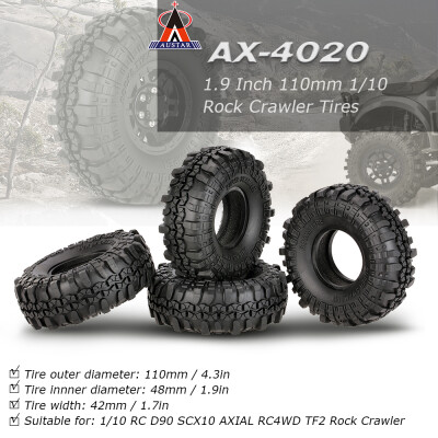 

4Pcs AUSTAR AX-4020 19 Inch 110mm 110 Rock Crawler Tires for D90 SCX10 AXIAL RC4WD TF2 RC Car