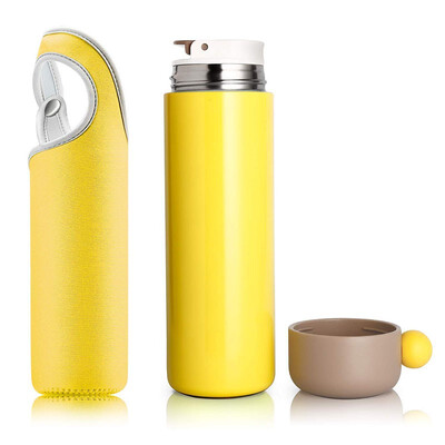 

450ML Water Thermos Bottle Termos Insulate Vacuum Stainless Steel Drink Bottle Outdoor Sports Portable Kettle Gift & Cover Lid