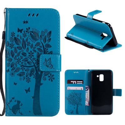 

MOONCASE Samsung Galaxy J6 Embossed Cat&Bark Cover - Blue