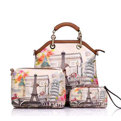 

Realer® New Women Bag Large Printed Leather Retro Handbag Ladies Shoulder Tote Bags Female Crossbody Bags High Quality Women Leather Handbags 3 sets