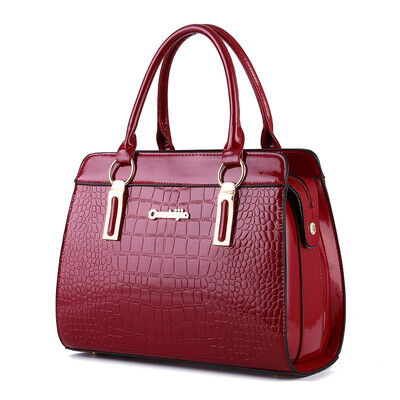 

Bag lady 2019 new style bright patent leather stone pattern fashionable European style&elegant one-shoulder model handbag
