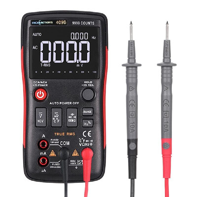 

RICHMETERS RM409B True-RMS Digital Multimeter Button 9999 Counts With Analog Bar Graph Temperature Sensor Test ACDC Voltage Ammet