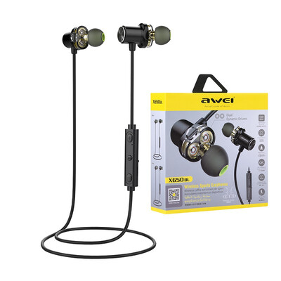 

AWEI Newest X650BL Bluetooth Headphone Wireless Earphone Headset with Dual Driver Speaker Earpiece for phone HIFI fone de ouvido