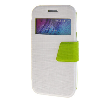 

MOONCASE Galaxy J1 , Slim Window Design Leather Side Flip Bracket ЧЕХОЛ ДЛЯ Samsung Galaxy J1 White Green