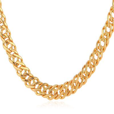 

Gold Chain Necklace Men Jewelry With "18K" Stamp Gold /Platinum/Rose Gold Plated 6 MM 3 Sizes Link Chain Necklace Wholesale