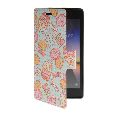 

MOONCASE Cute Pattern Leather Side Flip Wallet Card Slot Pouch Stand Shell Back ЧЕХОЛ ДЛЯ Huawei Ascend P7