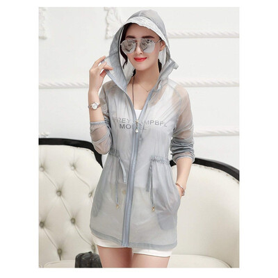 

Womens skin clothing in the long paragraph sunscreen clothing female temperament slim slimming MM large size womens windbreaker