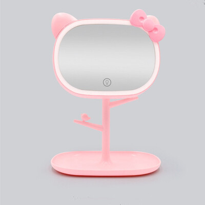 

New KT makeup mirror USB charging folding desk mirror with LED makeup mirror lamp