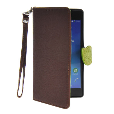 

MOONCASE Litch Skin Leather Side Flip Wallet Card Holder Pouch with Kickstand Shell Back Case Cover for Sony Xperia Z2 Brown