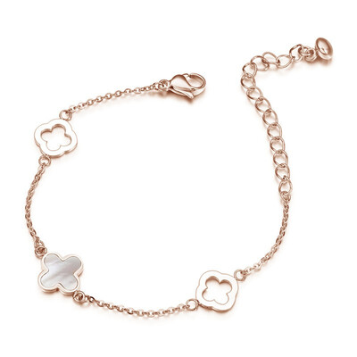 

Womens Shell Cross Flower Charm Stainless Steel Link Chain Bracelet