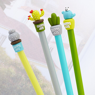 

4 Pcslot Creative Cute Cactus 05mm Black Ink Gel Pens Writing Office School Kids Girls Supplies Kawaii Korean Stationery