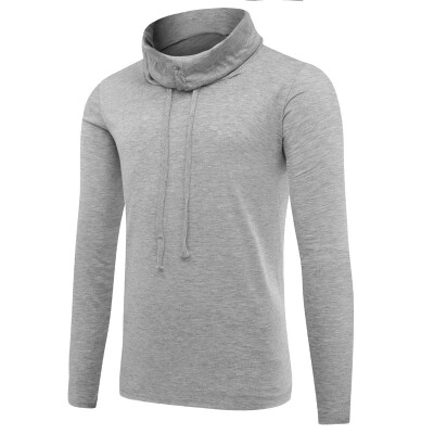 

Mens 3D Hollow Tops Long-sleeved High Collar Jackets Drawstring Slim Simple Pullover Sweatshirts