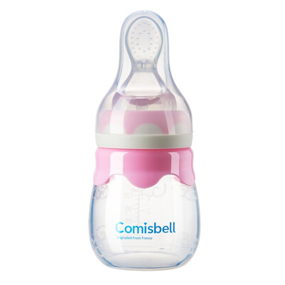 

Cosbel comisbell baby multi-function silicone rice paste bottle food supplement feeding device baby squeeze feeding rice paste spoon with nipple tooth cover pink