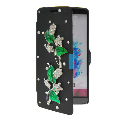 

MOONCASE Bling Rhinestone Crystal Ultre Slim Leather Side Flip Wallet Shell Back ЧЕХОЛ ДЛЯ LG G3 Black