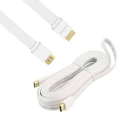 

Квартира Лапша Кабель HDMI HDMI HighSpeed ​​Для 3D HDTV DVD 1.5m 3m 5м 5м белый
