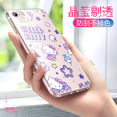 

Hello Kitty iPhone8 plus7Plus Mobile Shell Apple 8plus Cartoon Cover All Inclusive Transparent Silicone Anti-fall Soft Shell Happy Katie