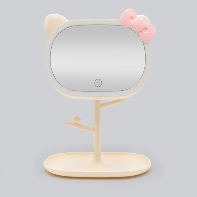 

New KT makeup mirror USB charging folding desk mirror with LED makeup mirror lamp