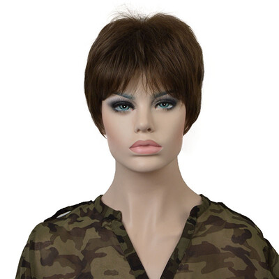 

StrongBeauty Short Brown Choppy Layers Synthetic Wig Wigs for Women Full Wigs