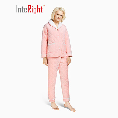 

INTERIGHT home service ladies babe velvet quilted padded warm home service suit light powder