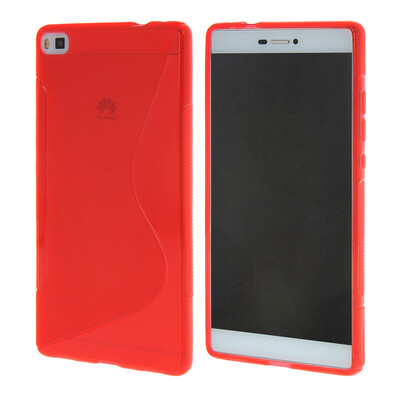 

MOONCASE Huawei P8 Дело S - линия Гибкая Прочный силиконовый гель ТПУ Тонкий чехол для Huawei Ascend P8 Красный