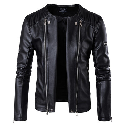 

AOWOFS OU code 2018 new fashion mens locomotive leather clothing tide brand leather jacket coat large size B001