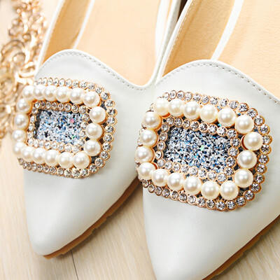 

Pearl crystal summer shoes woman flat slides fashion slippers