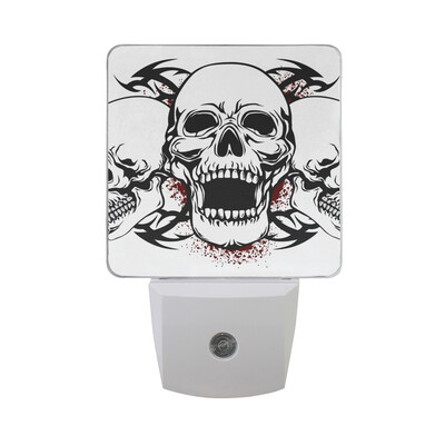 

ALAZA LED Night Light With Smart Dusk To Dawn SensorFlaming Skull Wearing Headphones Plug In Night Light