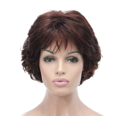 

StrongBeauty Short Wig Soft Tousled Curls Brown Highlights Full Synthetic Wigs COLOUR CHOICES