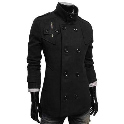 

CT&HF Men Woollen Silm Coat Leisure Fashion Jacket Pure Color Jacket Hot Selling Double-Breasted Coat Personality Handsome Coat