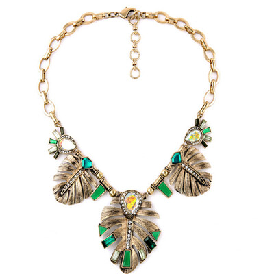 

Aiyaya Fashion Jewelry Leaf Emerald Sapphire Waterdrop 10kt Gold Platede Pendant Necklace