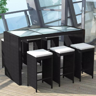 

Garden Bar Set 13 Pieces Poly Rattan Black