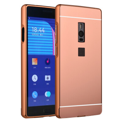 

MOONCASE Plating Metal Frame Edge Mirror Back Protective Shell 2 in 1 Thin Case Cover for OnePlus Two (One Plus 2)