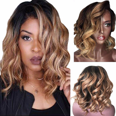 

9A Ombre Color T1b4 Lace Front Human Hair Wigs for Women Bob Wave Brazilian Virgin Hair Wigs with Baby Hair 130 Density Lace Wig