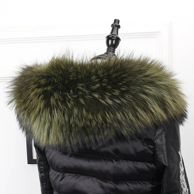 

MSMinShu Big Fur Collar Genuine Raccoon Fur Hood Trim Scarf Black Color Hoodie Fur Trim Fox Fur Collar Scarf Custom Made