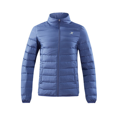 

Xtep Mens Down Jacket 2018 Autumn New Comfortable Thin Stand Collar Warm Sports Casual Slim Fashion 882329199203 Deep Blue 3XL
