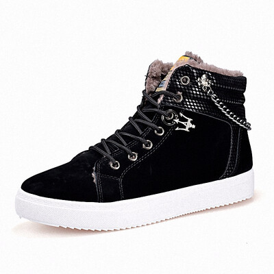 

Lace-up Help Style Man Casual Shoes Spring Autumn Fashion Trend Top Keep Warm Cotton Shoes