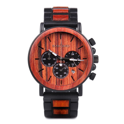 

BOBO BIRD wooden quartz pointer three time display watch P09