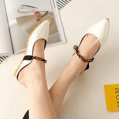

Fashion chain flat shoes women pointed toe flats
