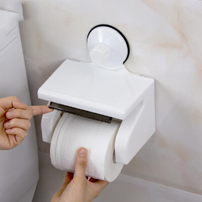 

Waterproof Toilet Roll Paper Holder Supporter Box with Powerful Wall Suction Cup Free of Punch