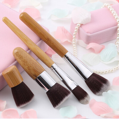 

New Professional 4pcs Synthetic Hair Bamboo Handle Makeup Brush Set Burlywood