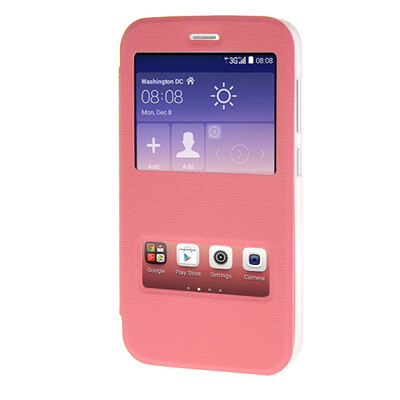 

MOONCASE Side Flip Hard board Slim Leather Bracket Window чехол для Cover Huawei Ascend Y625 розовый
