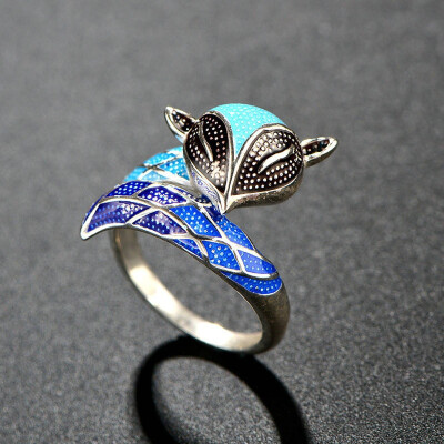 

Cloisonne ring Originally created the fox ring ring counting flue-blue process jewelry jewelry