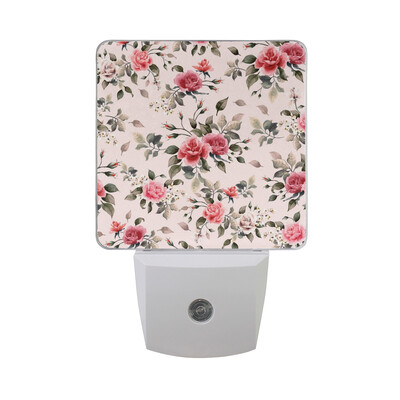 

ALAZA LED Night Light With Smart Dusk To Dawn SensorFloral Roses Black Background Plug In Night Light