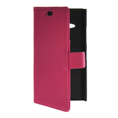 

MOONCASE Slim Leather Side Flip Wallet Card Slot Pouch with Kickstand Shell Back чехол для Nokia Lumia 730 Hot pink