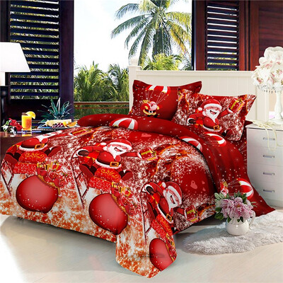 

Christmas Santa Bedding Set Polyester 3D Printed Duvet Cover 2pcs Pillowcases Bed Sheet Set Christmas Bedroom Decorations--Kin