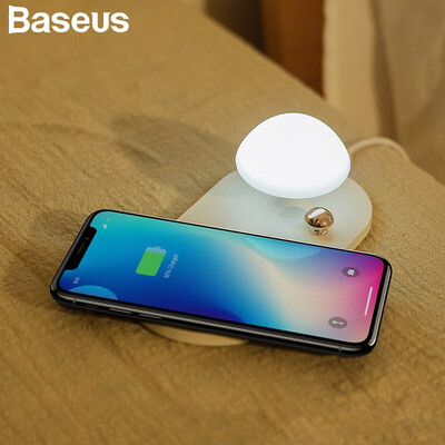 

Baseus 10W QI Mushroom wireless charger with bedside Night light wireless charging for iphone X 8 Samsung S9 S9 S8 Edge