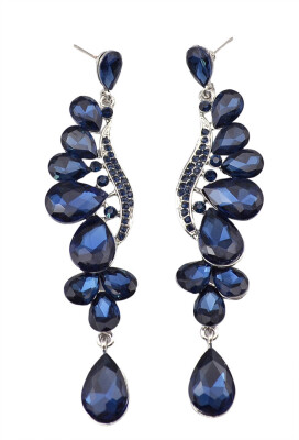 

Idealway 5 Colors Blue Black Green Purple Clear New Fashion Crystal Drop Rhinestone Long Dangle Earrings Womenm Jewelry