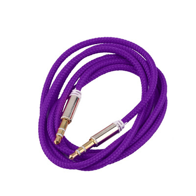 

1m Braided Woven 35mm Male to Male AUX Audio Headphone Cord Cable New Purple