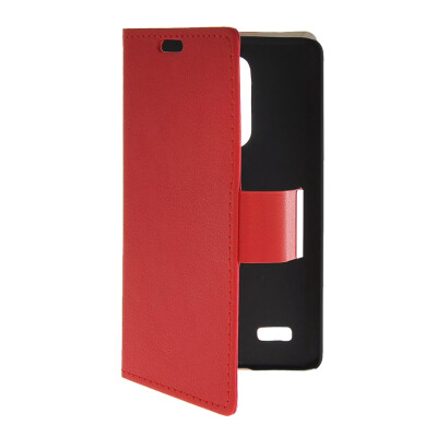 

MOONCASE Slim Leather Side Flip Wallet Card Slot Pouch with Kickstand Shell Back Case Cover for LG  Bello D331 / D335 Red