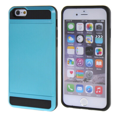 

MOONCASE Case for iPhone 6 / 6S (4.7") Soft Silicone Gel TPU Skin With Card Holder Protective Case Cover Blue